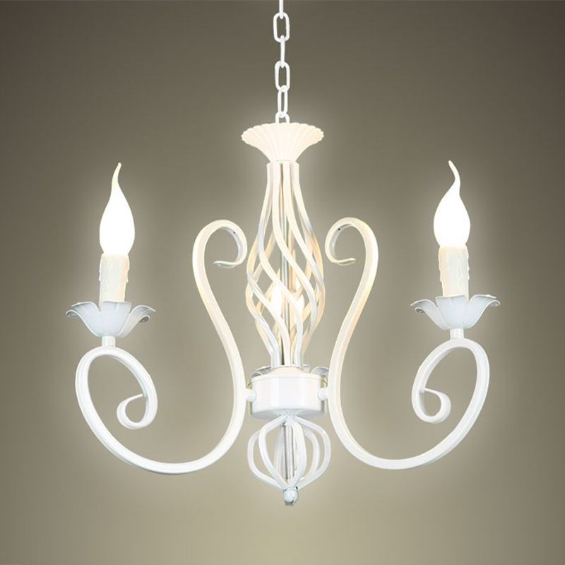 Metal Sputnik Chandelier Lighting Traditional 3/5/6 Lights Living Room Hanging Ceiling Lamp in White/Green