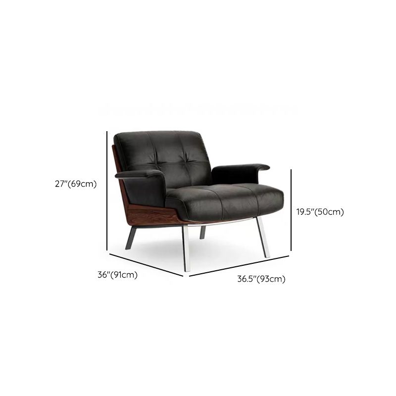 Industrial Lounge Chair Solid Color Cushion Back Basic Four Leg Reclining Accent Chair