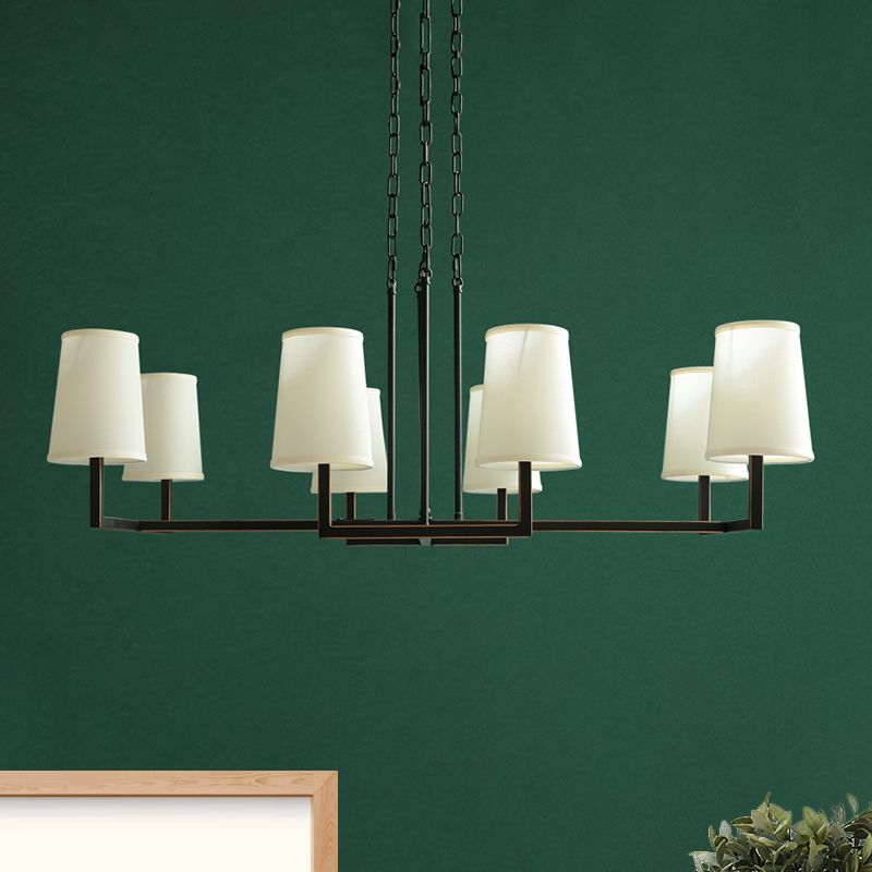 Blanc 6 bulbes suspendus lustre classique tissu conique pendule de pendule pour le salon