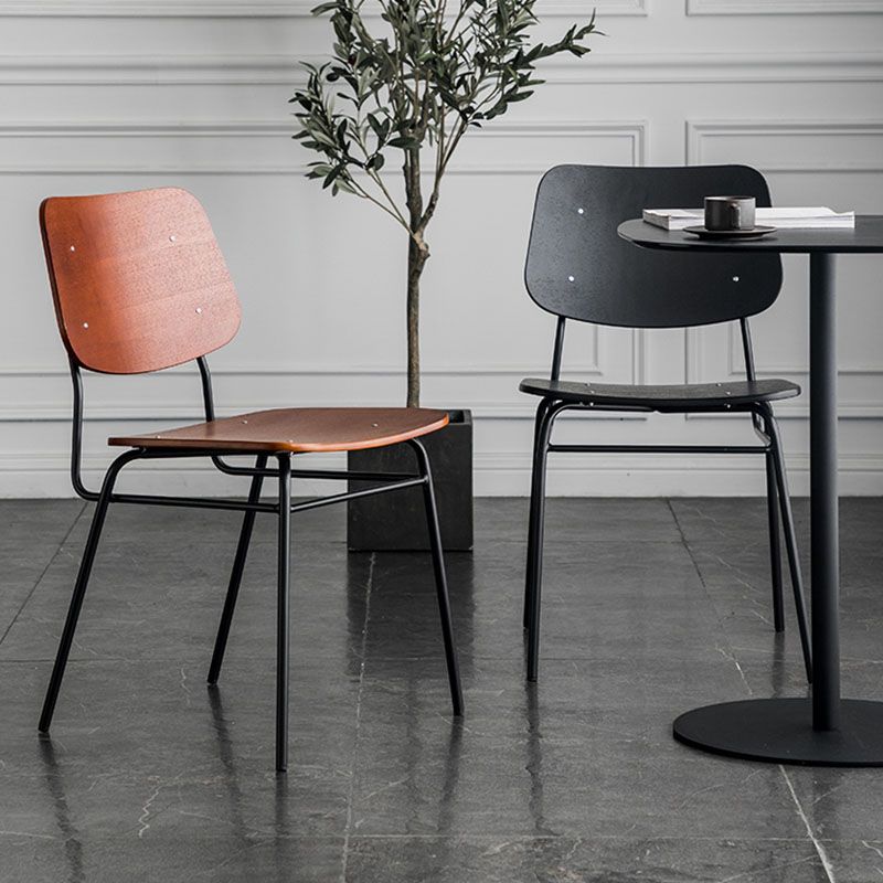 Sillas de comedor sin brazos con respaldo abierto de estilo industrial, sillas de comedor de madera para el hogar