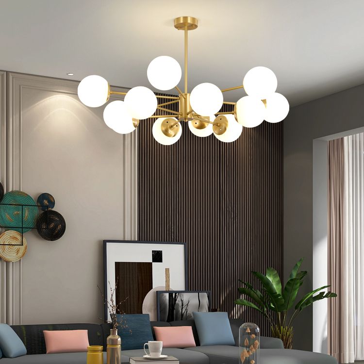 Moderne stijl Globe Glass Kroonluchter Licht Gold Metal Lighting Fecture voor woonkamer