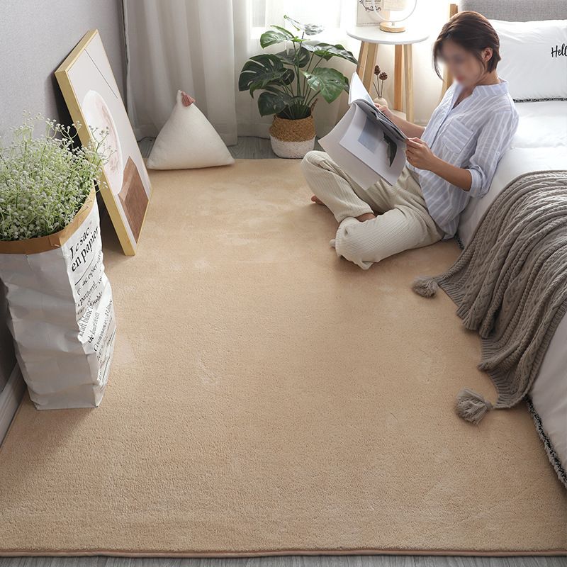Simplicity Solid Shag Rug Polyester Carpet Non-Slip Backing Indoor Carpet for Adult's Bedroom