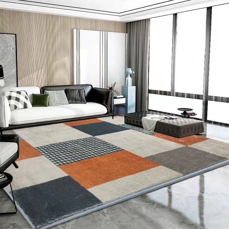 Luxury Houndstooth Print Carpet Polyester Area Rug Non-Slip Backing Indoor Carpet for Living Room