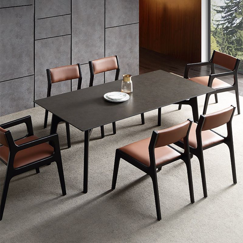 Modern Rectangle Dinette Set 1/4/5/7 Pieces Black Stone Top Indoor Dining Set