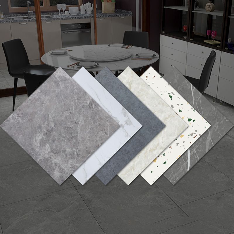 Home Vinyl Flooring Peel and Stick Marble Print Square PVC Flooring for Living Room