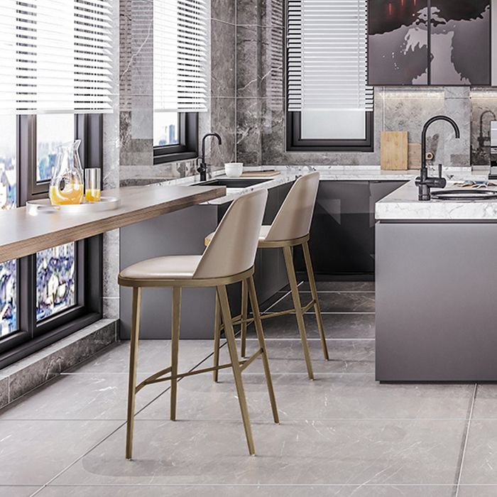 Glam Backrest Armless Counter Stool Iron Bar Stool with Cushion for Cafe