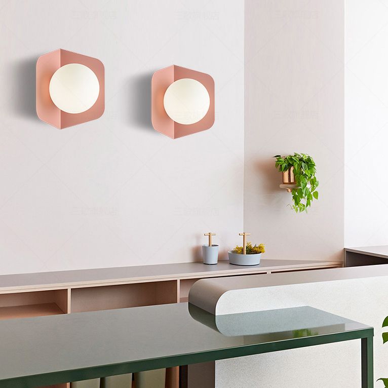 Metal colorido de lámpara de montura de montaje de montaje tono de vidrio 1 lámpara de pared de macarrón ligero apliques