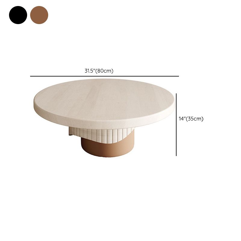 Single Coffee Table Pedestal Solid Wood Round Cocktail Table