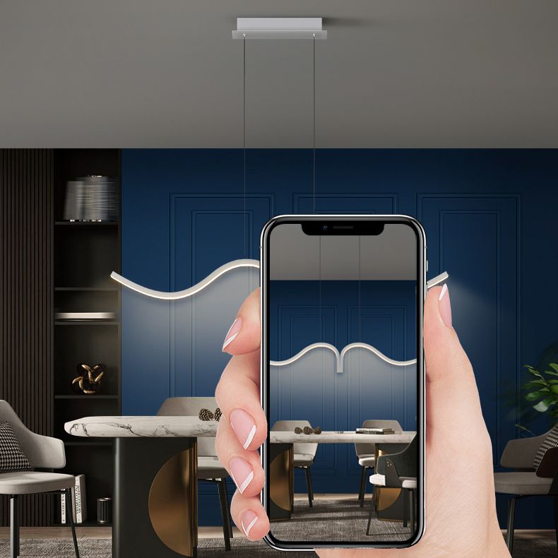 Contemporary Waves Island Light Metal 2 Light  Island Lighting Fixtures for Kitchen