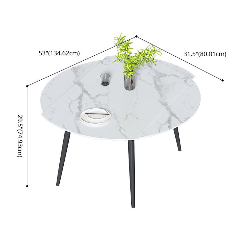 Standard Sintered Stone Top Dining Room Set with 4 Black Metallic Legs for Dining Furniture