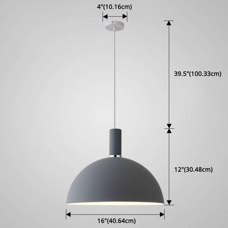 Metal Hemispherical Hanging Light Nordic Style 1 Light  Restaurant Ceiling Pendant Lamp
