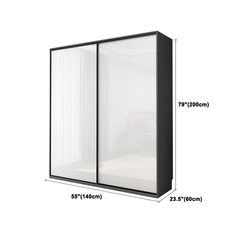 Contemporary White Storage Cabinet Mirrored Finish Cabinet with Sliding Door