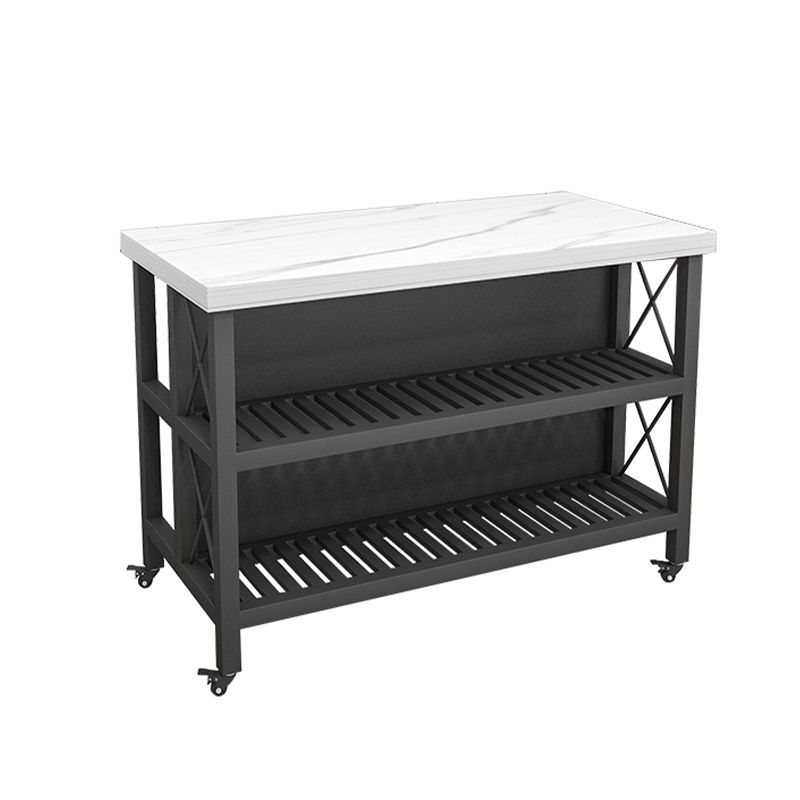 Contemporary Faux Marble Kitchen Island Cart with Wheels for Home