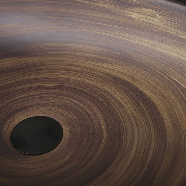 Traditional Bathroom Sink Porcelain Oval-Shape Vessel Lavatory Sink with Pop-Up Drain