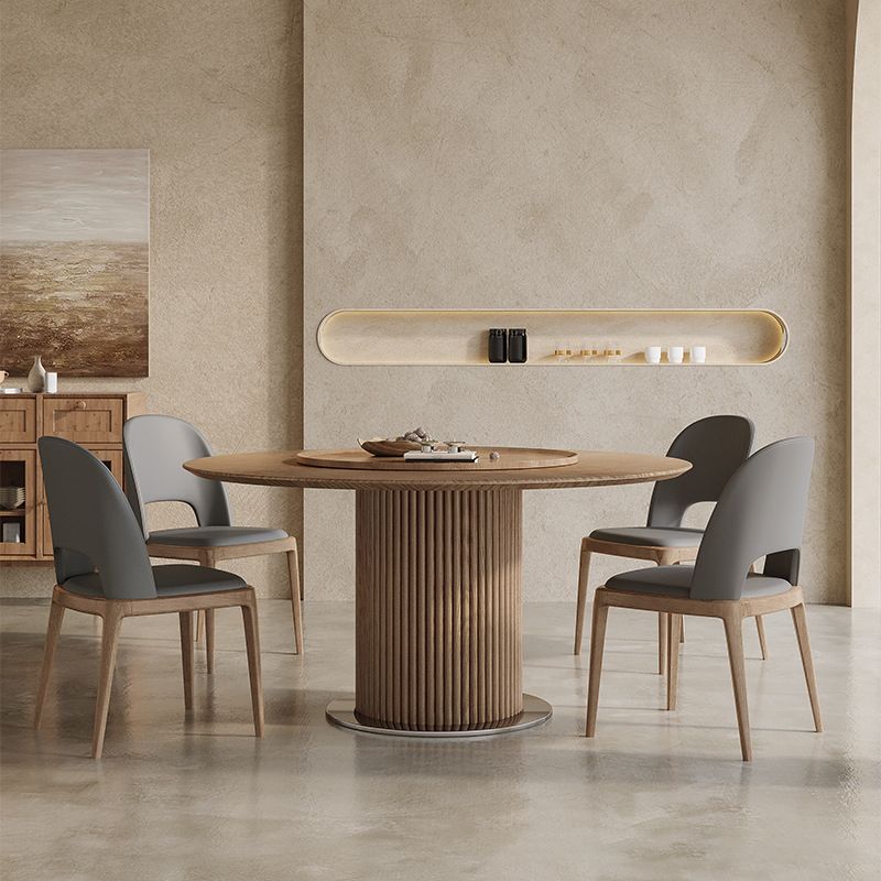 Contemporary Pedestal Dining Table Wood Dinner Table for Home