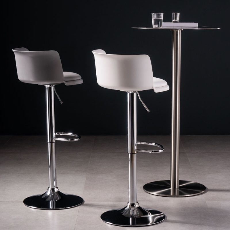 Scandinavian Adjustable Height Barstool Faux Leather Swivel Bar Stools
