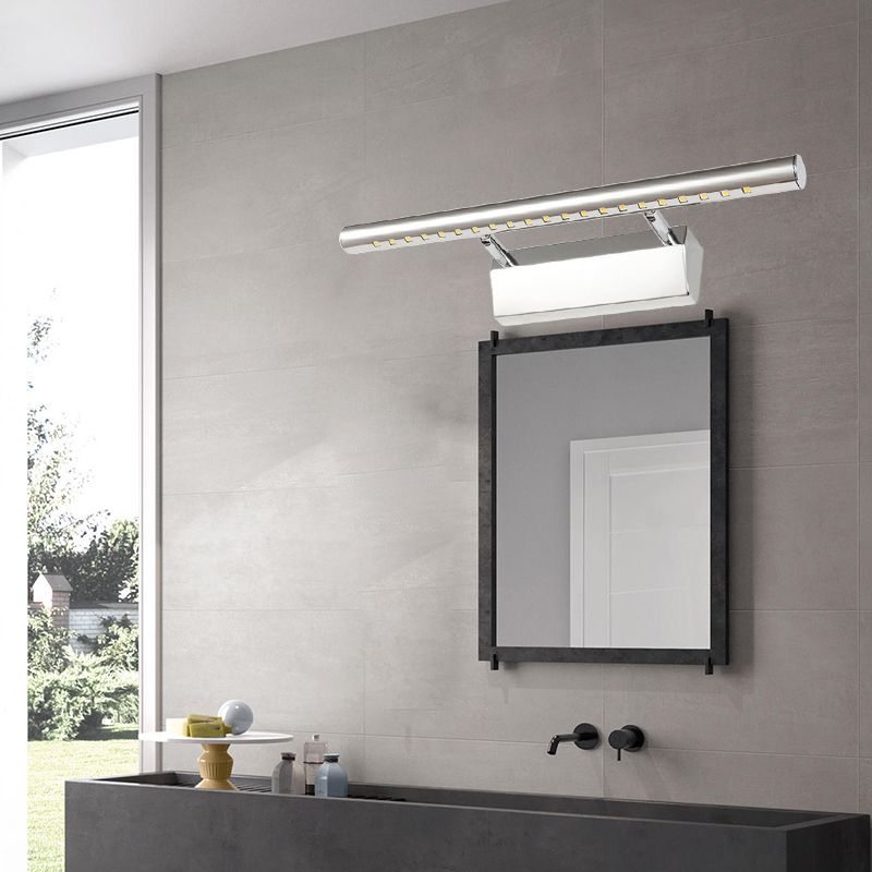 Moderner Stil Zylinder Waschtisch Wandleuchte Metallic 10 "/16" W LED -Badezimmer Wandmontagelampe in Chrom, warm/weißes Licht