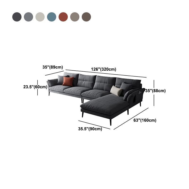 Flared Arm Fabric Sectional with Storage 4-seater Sofa & Chaise