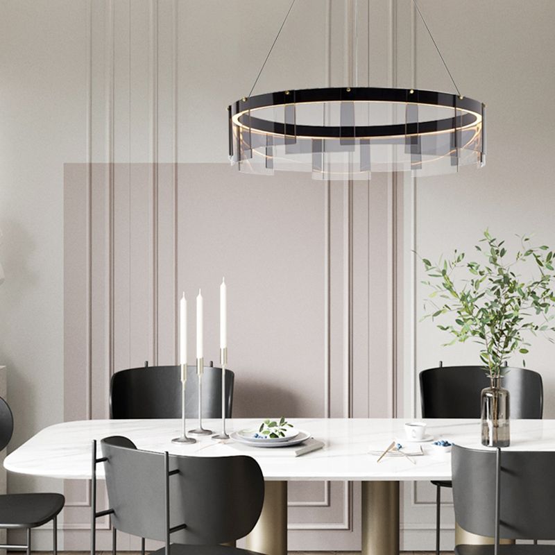 Moderner Stil runder Schatten hängend hängendes Glas Metall Anhänger Licht für Wohnzimmer