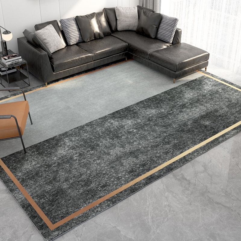 Rapis moderne noir Polyester à rayures Rapis intérieur Tapis de support sans glissement pour le salon