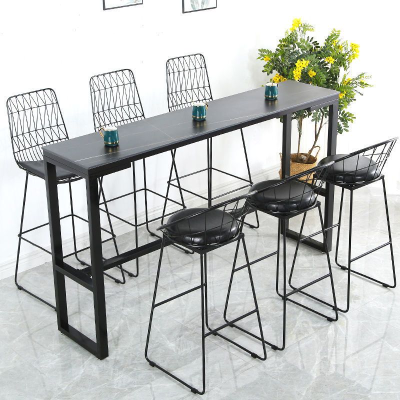 Faux Marble Counter Dining Table Contemporary Metal Base Counter Wine Table