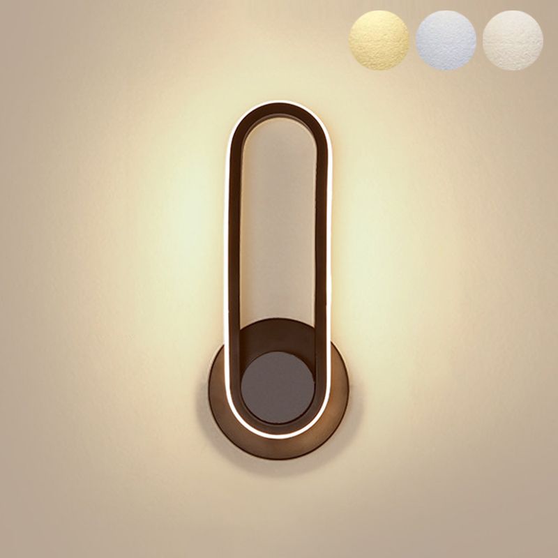 Lacquered Iron Black LED Wall Sconce in Modern Concise Style Silicone Oval Rotatable Wall Lamp