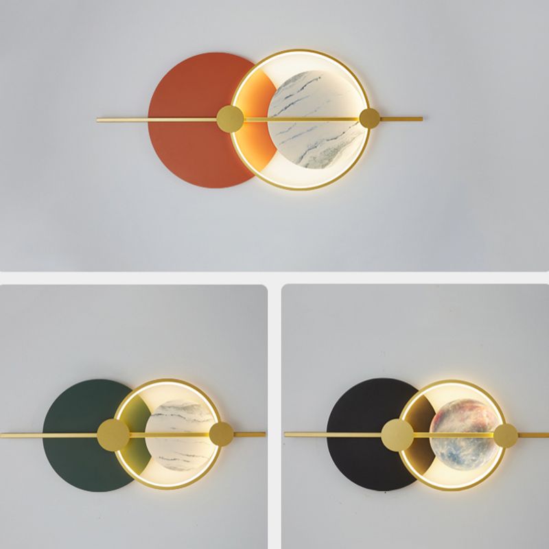 Round Shape Metal Wall Mounted Light Fixture Modern Style 1 Light Wall Light