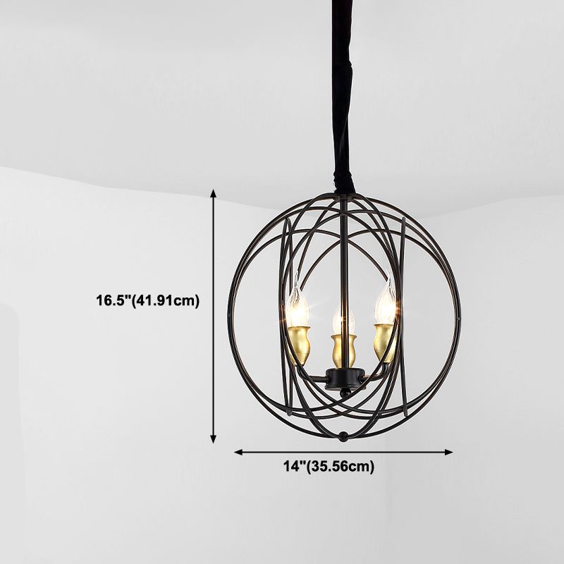 Wrought Iron Hanging Pendant Lights Vintage Global Hanging Lamps for Living Room