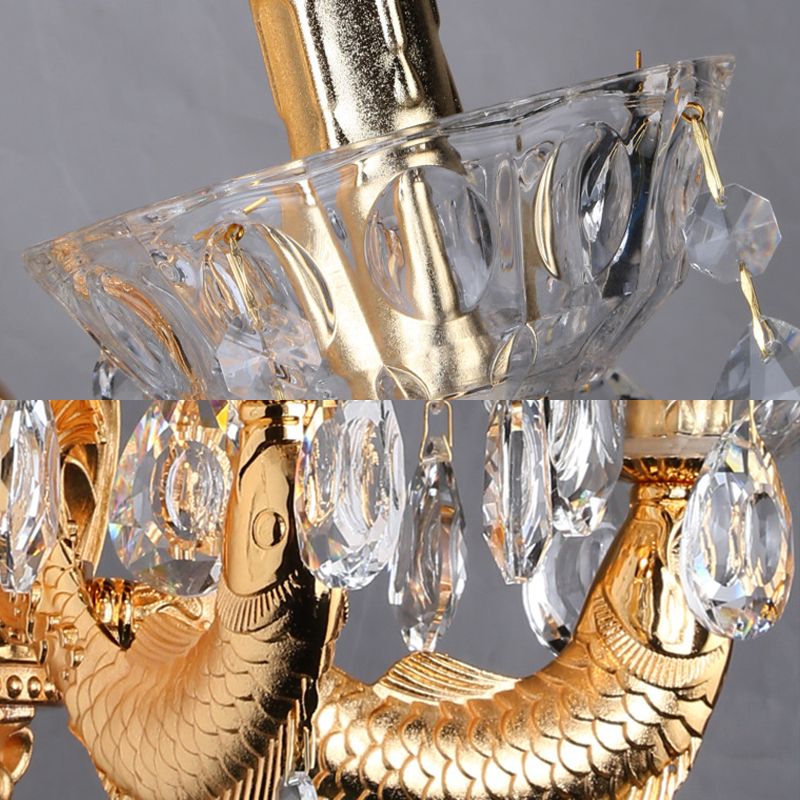 Candelabra Wall Lamp Crystal Crystal 2 Lights Gold Wall Mount Lumière pour Corridor