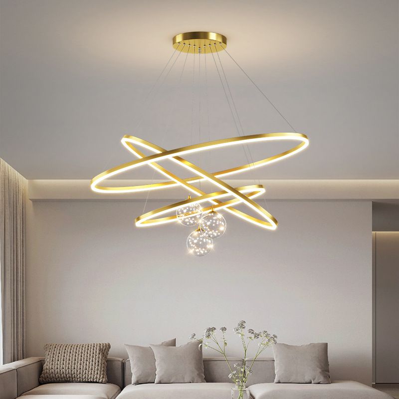 Circle Hanging Light Kit Modern Style Metal Multi Lights Hanging Ceiling Lights