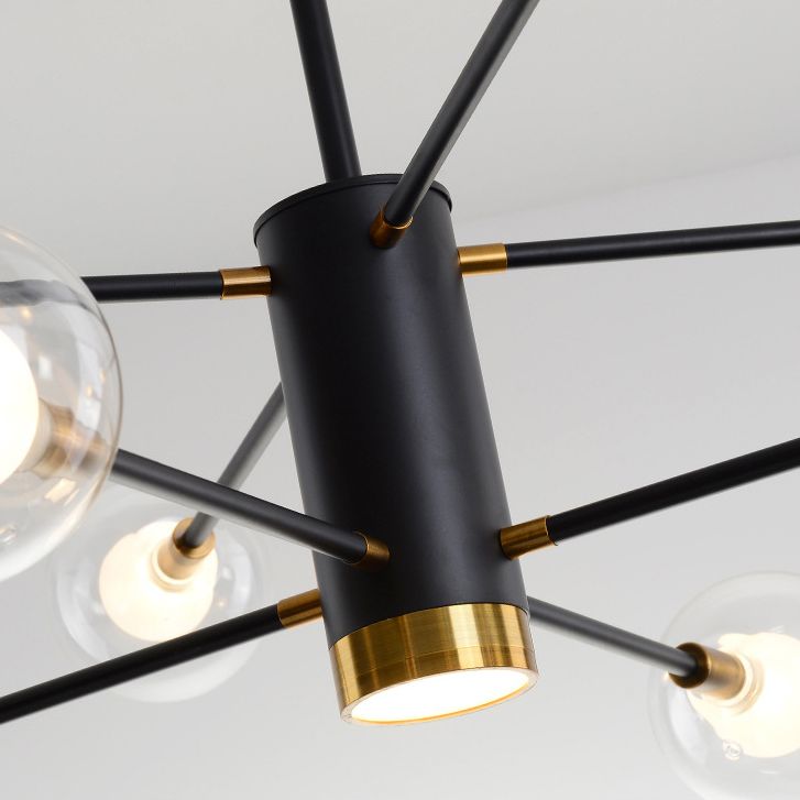 Post-Modern Starburst Hanging Chandelier Light Clear Globe Glass Ceiling Chandelier for Living Room