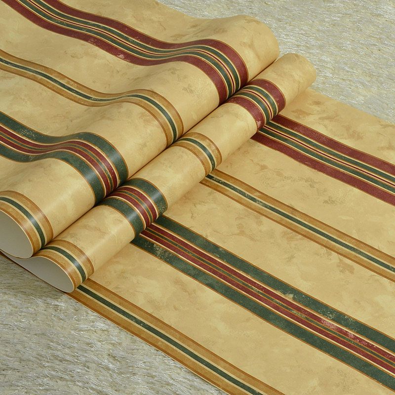 Retro Vertical Stripe Wallpaper Roll in Natural Color Home Decorative Wall Covering, 20.5" by 33'