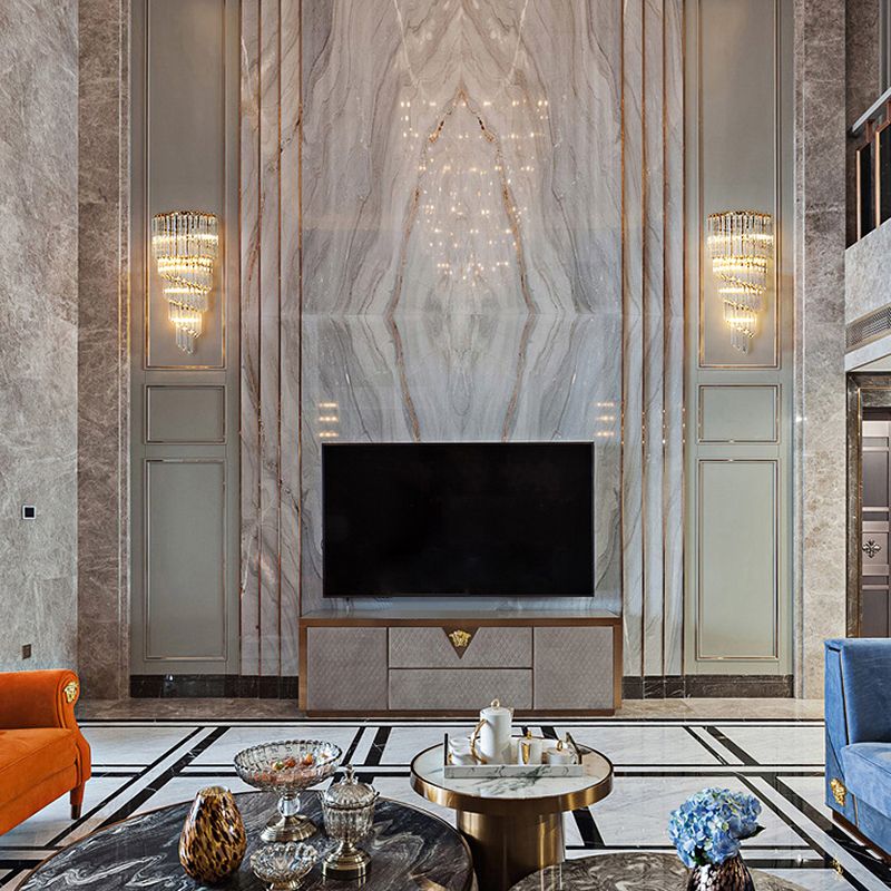 Modern Style Tiered Shape Wall Lamp Crystal Sconces for Bedroom