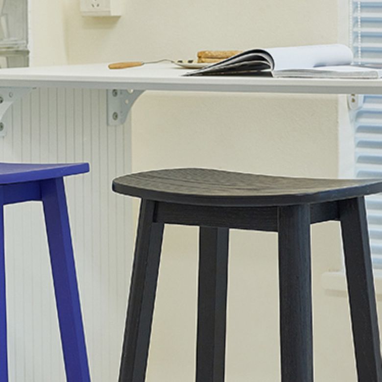 Industrial Style Bar-height Ash Solid Wood Backless Bar Stool