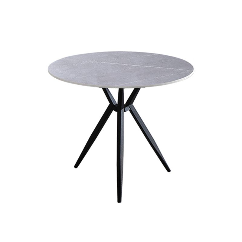 Modern Style Round Dining Table Sintered Stone Table with Metal Base for Home Use