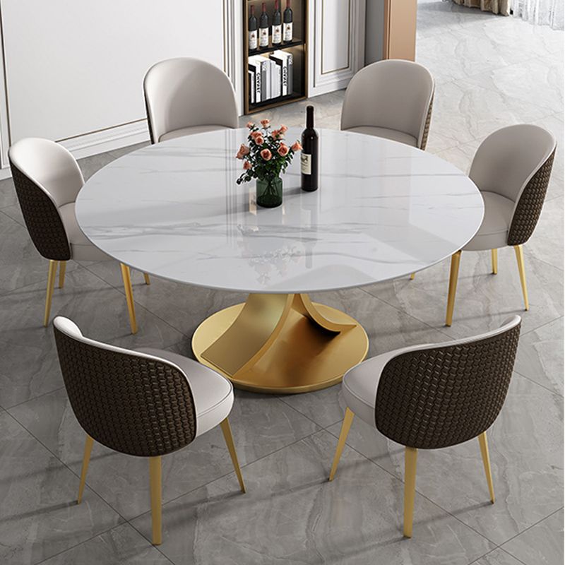Contemporary Round Dining Table Stone Dinner Table for Home Kitchen