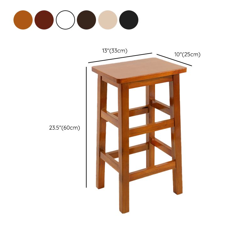 Solid Wood Bar Stool Footrest Armless Counter Stool for Dining Room