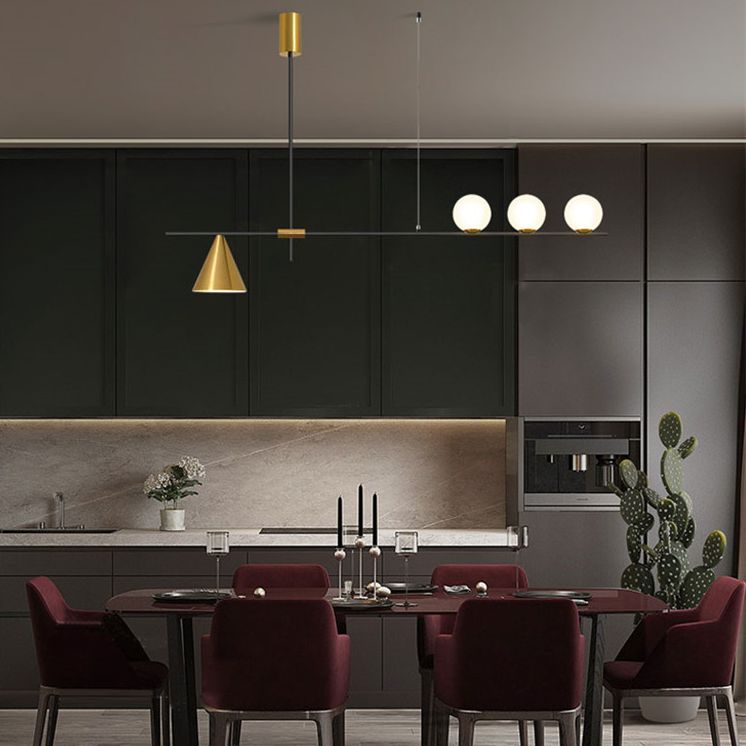 Moderno lampadario il lampadario lineare minimalista lampadario sferico a soffitto in vetro bianco