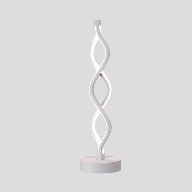 Minimalist Winding Iron Table Light LED Night Stand Lighting in White with Recessed Diffuser