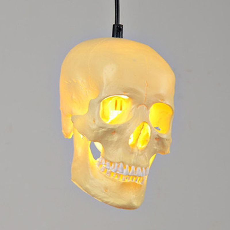 1 Light Pendant Lighting Farmhouse Skull Shaped Resin Hanging Light Kit in White
