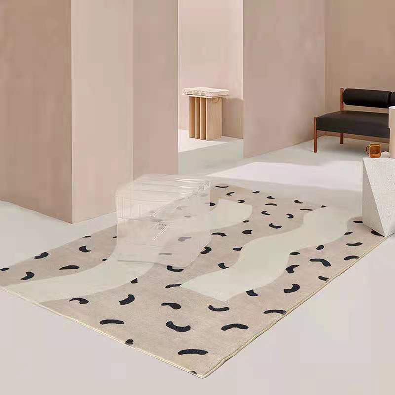 Khaki Tone Area Carpet Minimalist Polyester Indoor Rug Washable Living Room Area Rug