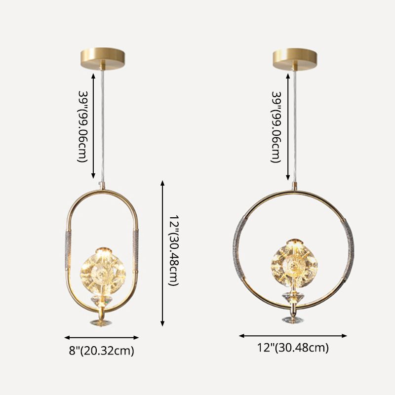 Messing afwerking lus hanglampverlichting minimalistisch metalen led plafond suspensielamp met kristal kraal