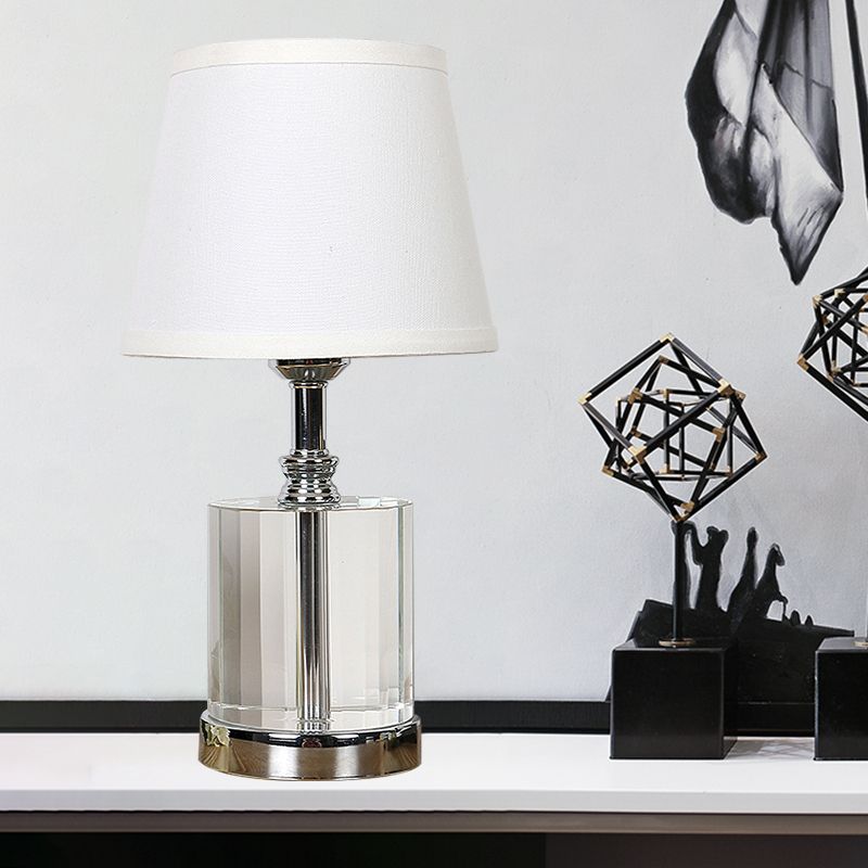 1 table de tête de tête modernisme modernisme d'éclairage nocturne blanc avec cylindre clair k9 cristal