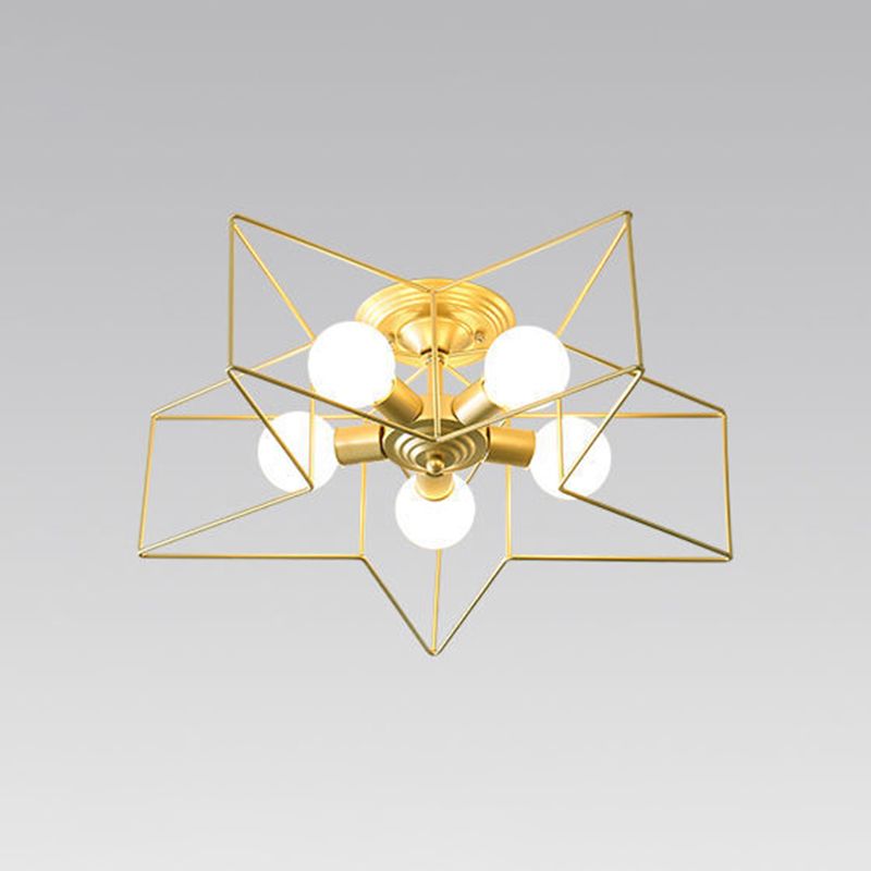 Stile moderno a forma di stella Light Affermazione del soffitto in metallo a 5 luci per sala da pranzo