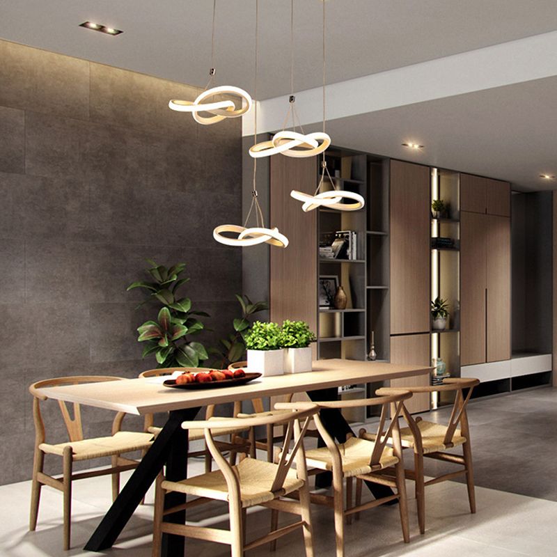 Nordic Style Seamless Curves Multi Light Pendant Aluminum Dining Room LED Hanging Lighting