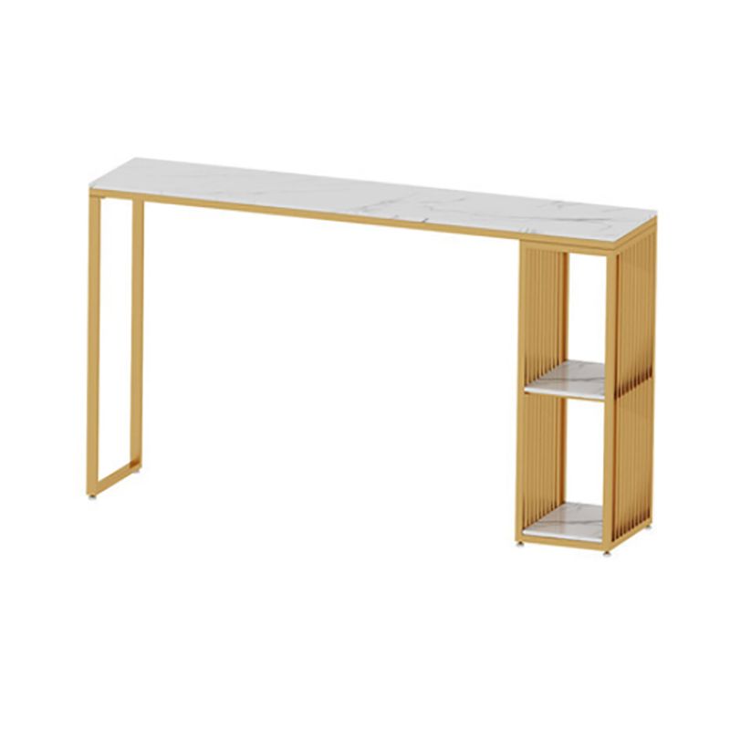 Glam Stone Bar Counter Table Rectangle Bar Counter Table with Metal Legs for Kitchen