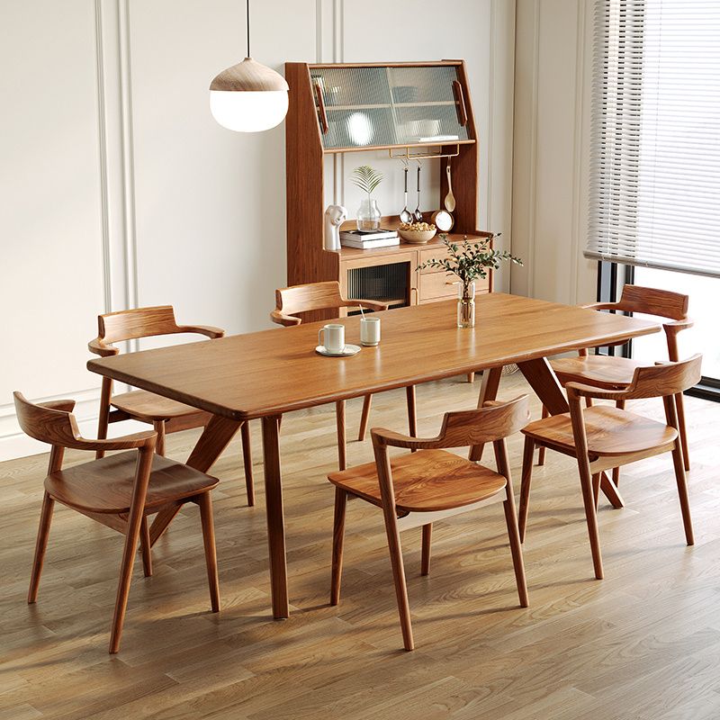 Modern Pine Wood Table for Restaurant Rectangle Dining Table in Nature with 4 Legs