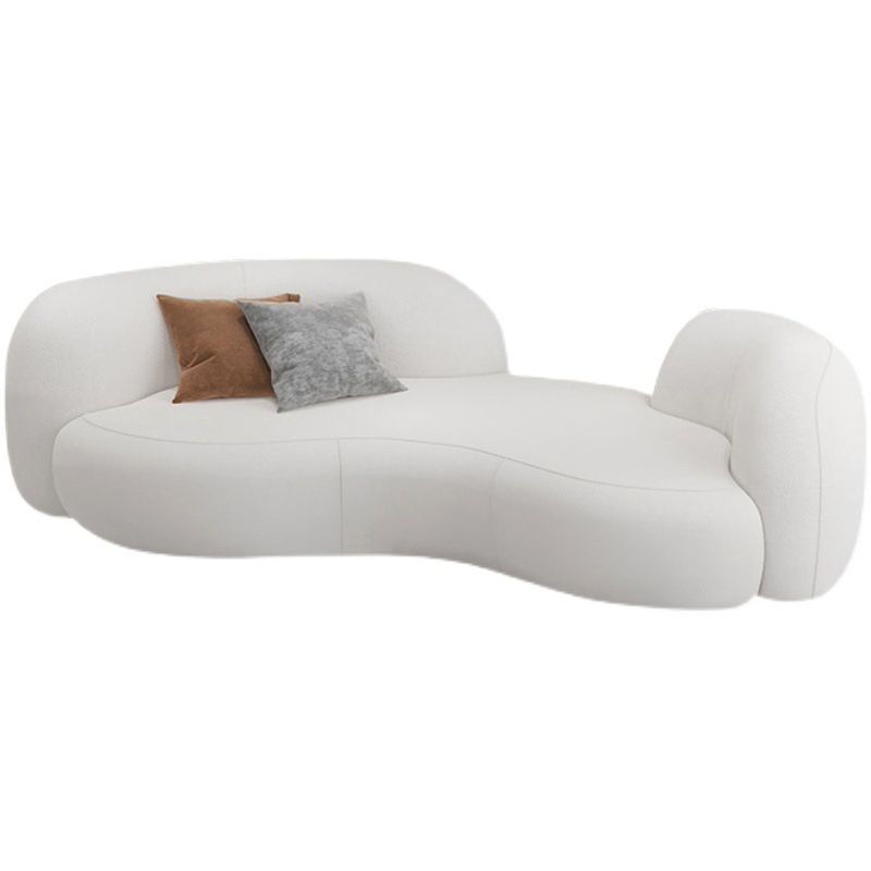 Beige Recessed Arm Curved Sofa for Apartment Contemporary Sofa