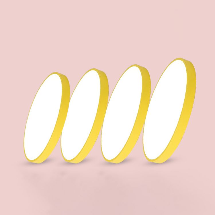 Round Shade Metal Flush Mount Llight Nordic Macarons Style 1 Head Flush Mount