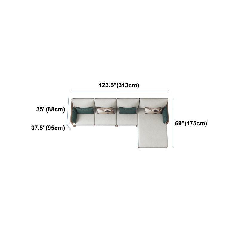 Contemporary Stationary Linen Square Arm Cushion Back Sofa & Chaise